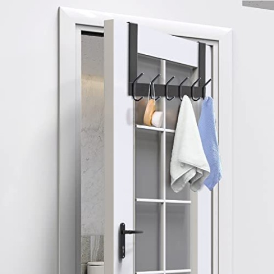 Door hook coat rack, 12 hooks stainless steel door hook storage rack, can hang coats, clothes, towels, bathrobes, etc., suitable for bathrooms.